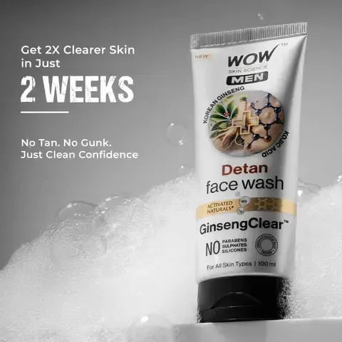 Men Korean Ginseng + Kojic Acid Detan Face Wash Gel - Pack Of 1 / 100 ML